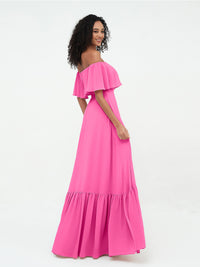 Off Shoulder Chiffon Tiered Skirt Max Dresses-Azalea