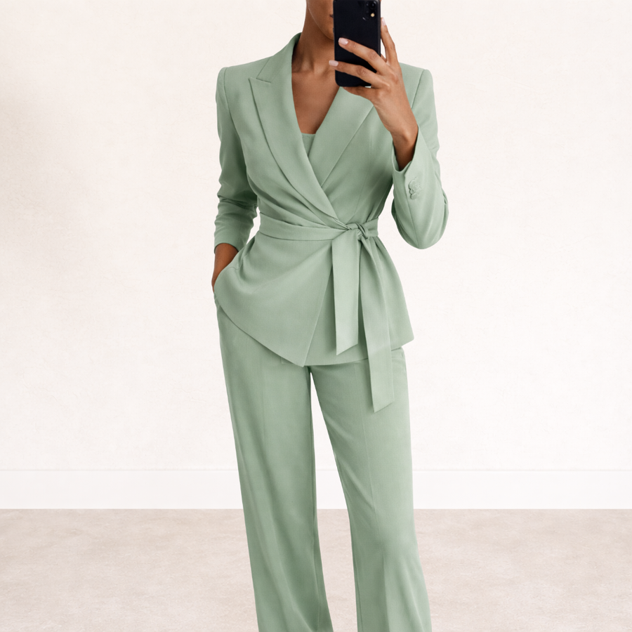 Tabitha - Tie-Waist Wide-Leg Suit