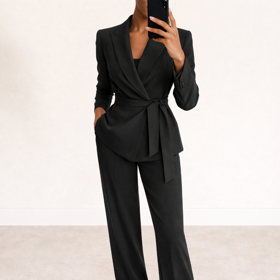 Tabitha - Tie-Waist Wide-Leg Suit