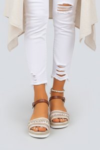 Nicole | Womens Elegant Strappy Evening Sandals Brown