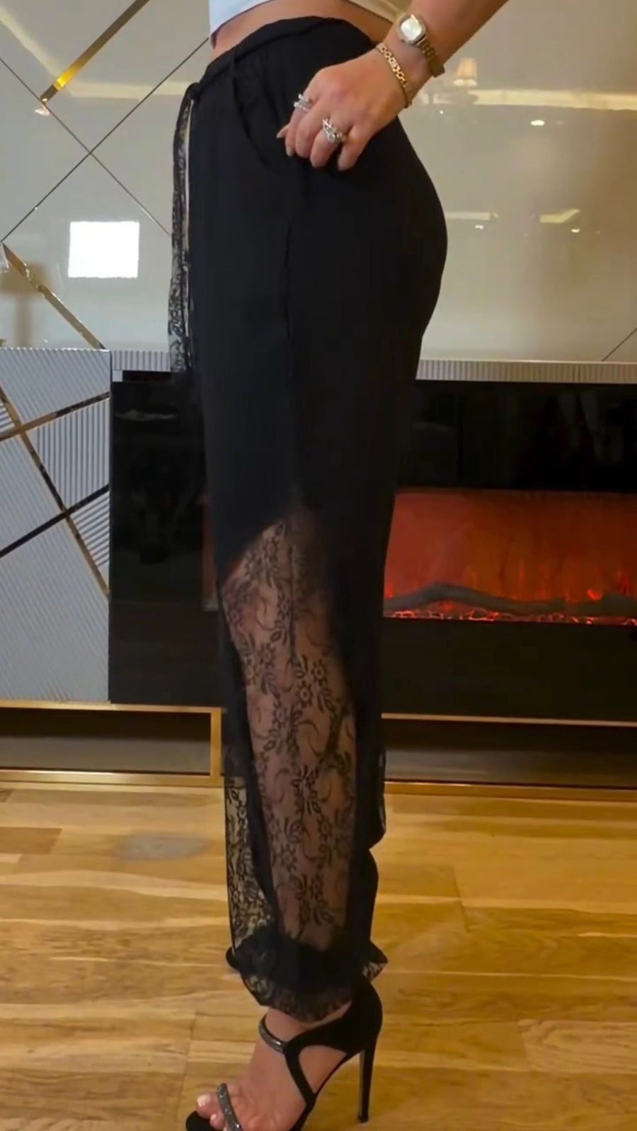 Ilona - Elegant Lace Trimmed Trousers