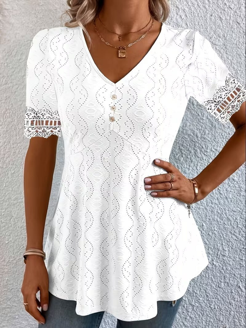 Wisteria – Printed V-Neck Summer Top