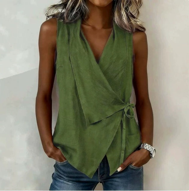 Vanessa - Sleeveless Wrap Blouse