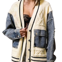 Nairi - Relaxed Denim Patchwork Knit Cardigan