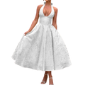 Camille - Embroidered Halter Evening Dress