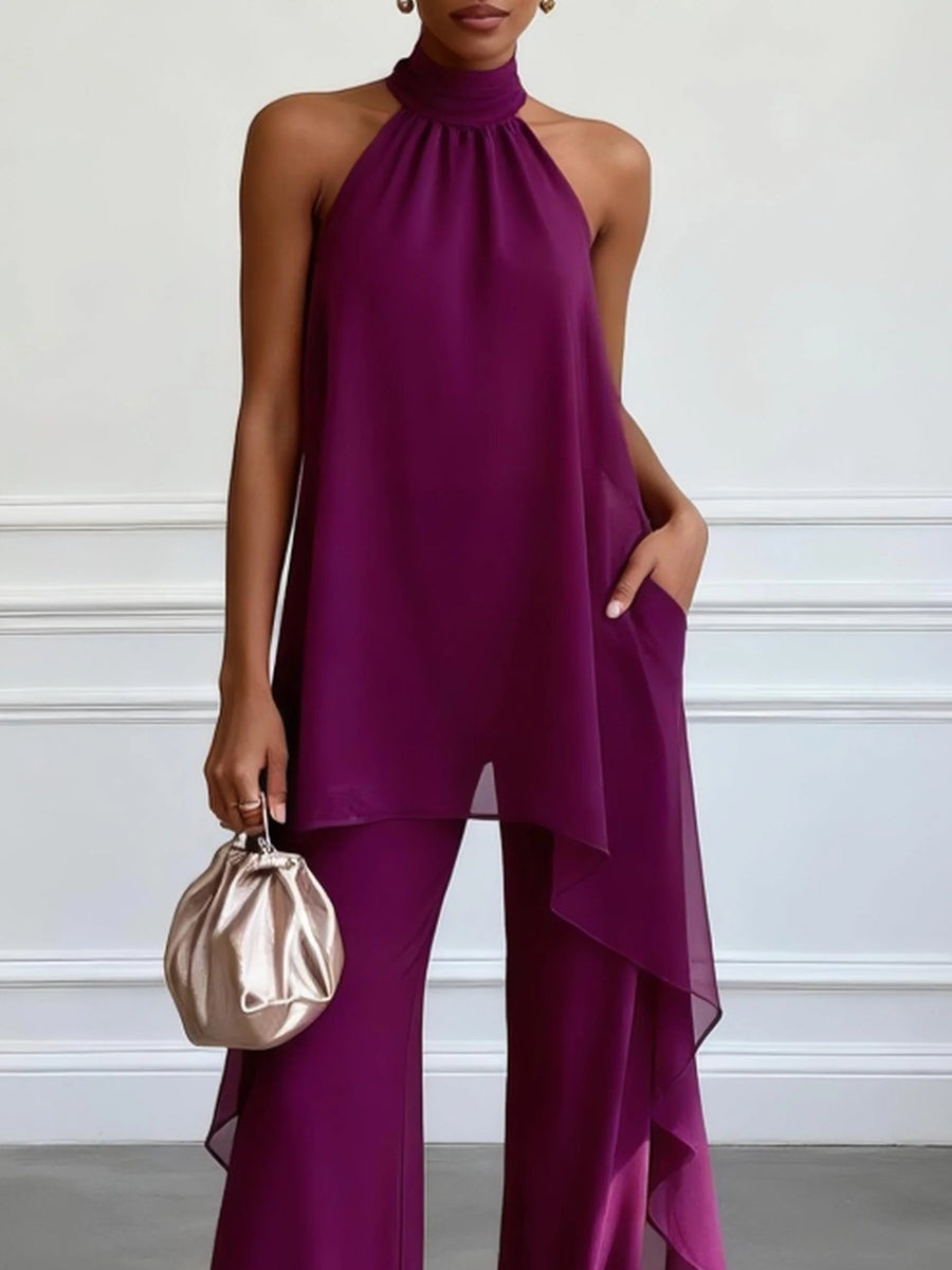 Celeste - Elegant Halter Trouser Set