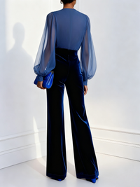 Megan – Elegant Blue Mesh Jumpsuit