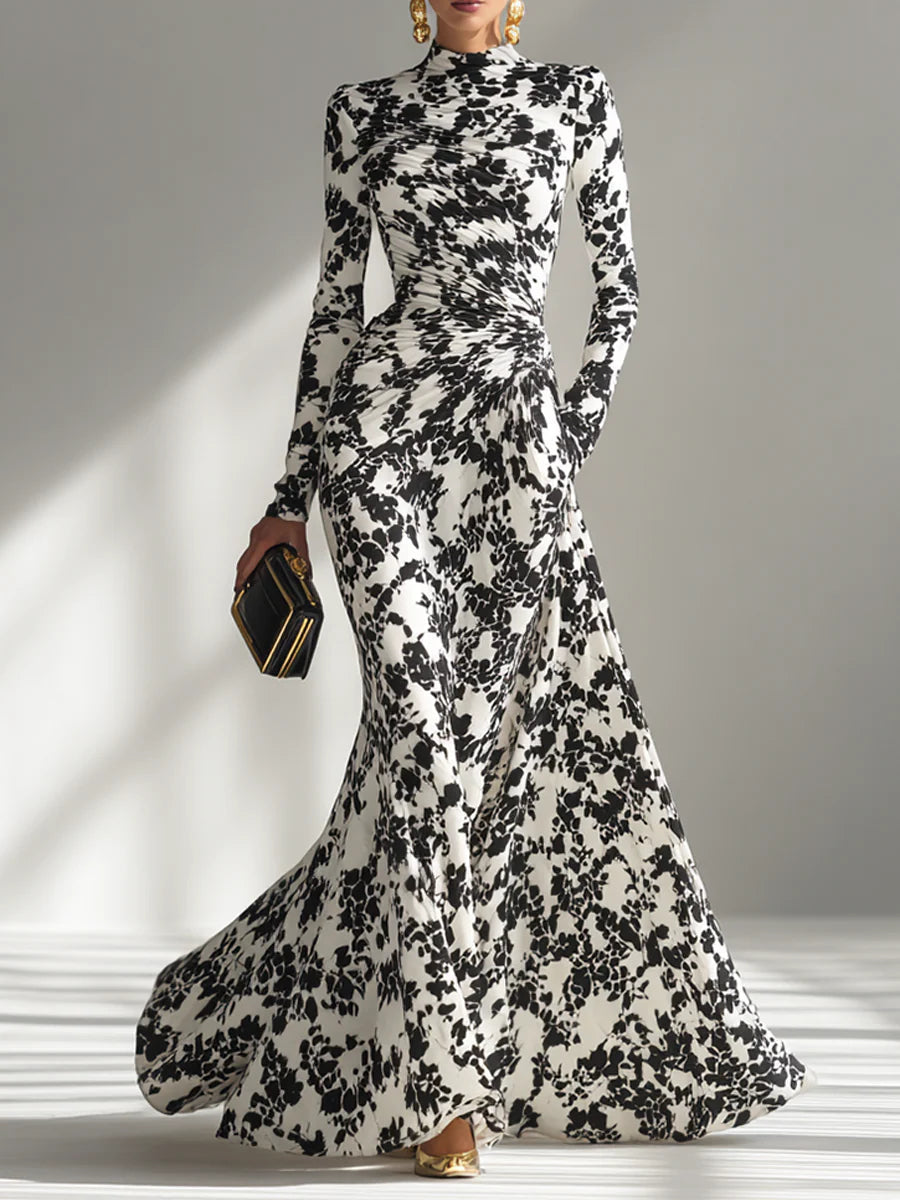 Elara – Black and White Wrap Dress