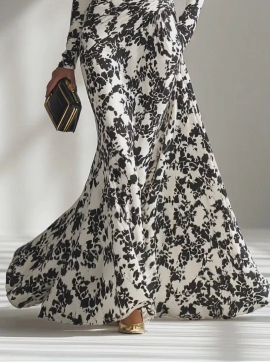 Elara – Black and White Wrap Dress