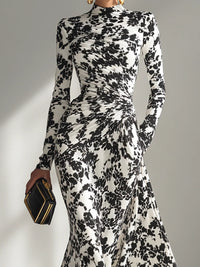Elara – Black and White Wrap Dress