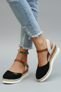Maya | Womens Closed-Toe Espadrille Sandals with Slingback Strap Black