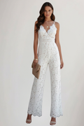 Emily | Womens Sleeveless Lace V-Neck Wide-Leg Jumpsuit