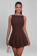 Lauren | Womens Sleeveless Pleated Skirt Mini Dress