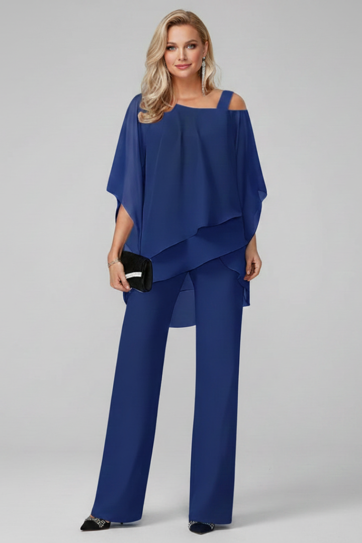Chloe | Womens Off-Shoulder Flowing Wide-Leg Jumpsuit Royal Blue