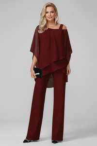 Chloe | Womens Off-Shoulder Flowing Wide-Leg Jumpsuit Burgundy