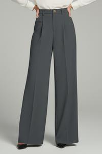 Blair | Womens Palazzo Trousers with Front Pleats and Back Pockets Dark Grey