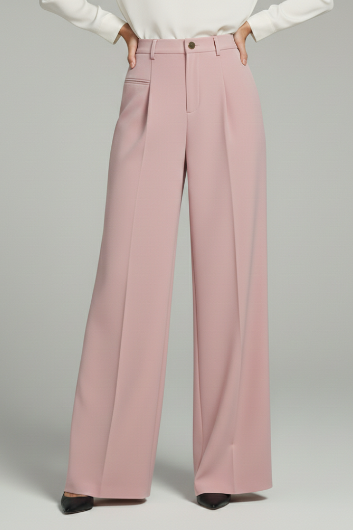 Blair | Womens Palazzo Trousers with Front Pleats and Back Pockets Pink