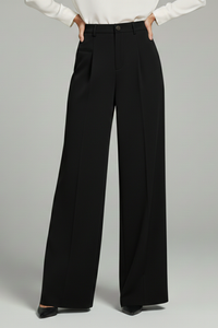 Blair | Womens Palazzo Trousers with Front Pleats and Back Pockets Black
