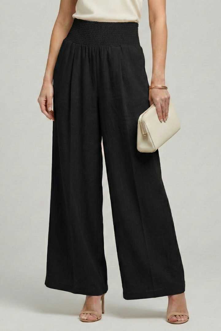 Charlotte | Womens Palazzo Trousers with High Waist and Pleats Black