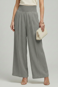 Charlotte | Womens Palazzo Trousers with High Waist and Pleats Grey