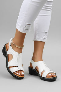 Katherine | Womens Platform Open Toe Cutout Sandals White