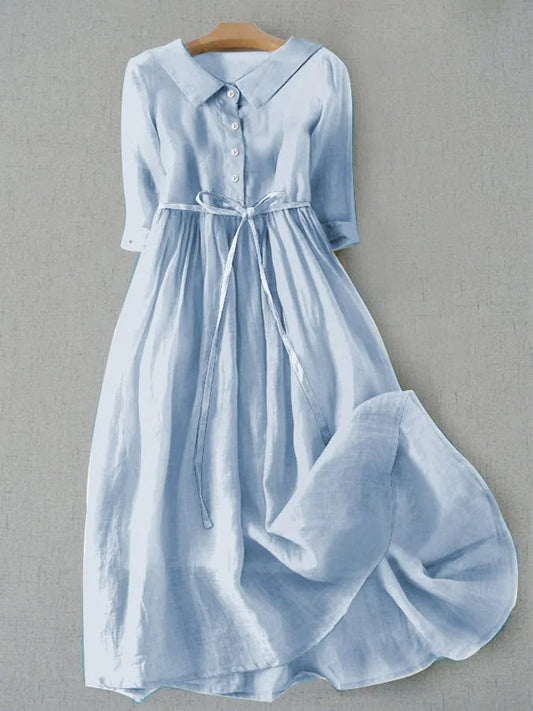 Linden - Lace-Up Waist Dress for Women with Vintage Charm & Modern Comfort – Blue