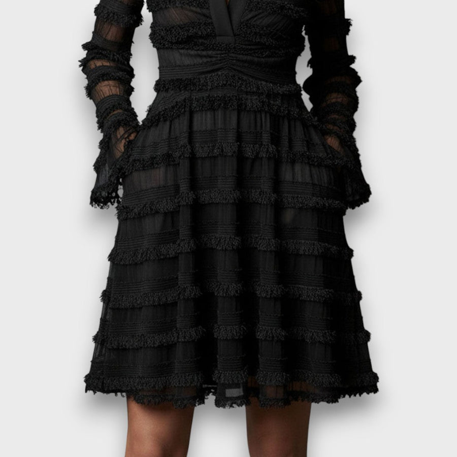 Tallulah – Midi Dress with Sheer Fringe