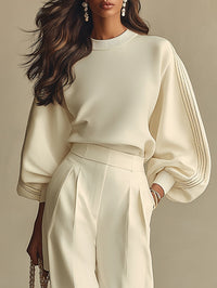 Livia - Ivory Ribbed Knit Set