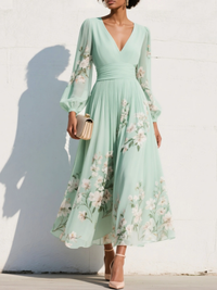 Orla - Light Green Chiffon Midi Dress