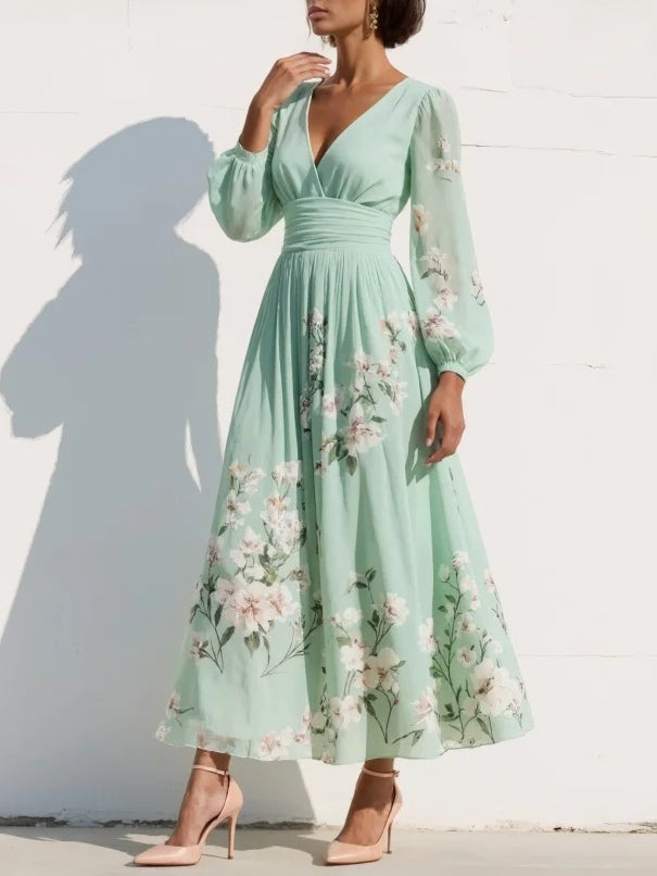 Orla - Light Green Chiffon Midi Dress