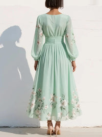 Orla - Light Green Chiffon Midi Dress