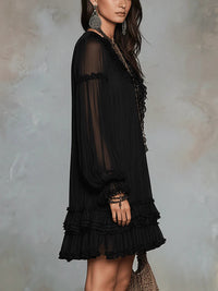 Tessy – Elegant Black Ruffle Mini Dress