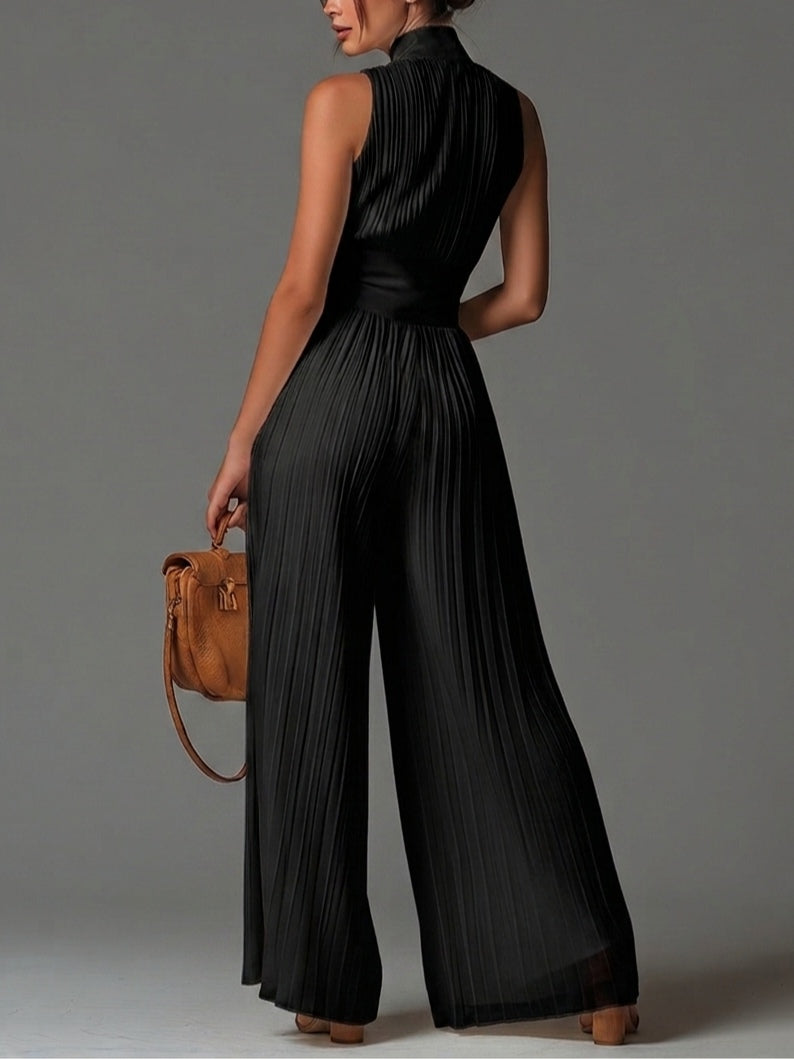Laraine - Black Wide-leg Chiffon Jumpsuit