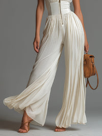 Estelle - White Chiffon Wide-Leg Jumpsuit