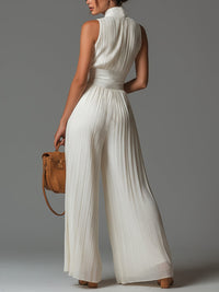 Estelle - White Chiffon Wide-Leg Jumpsuit