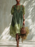 Meredith – Green Off-Shoulder Chiffon Midi Dress with Short Sleeves
