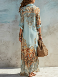 Marina - Flowing Mediterranean Shirt Dress