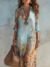Marina - Flowing Mediterranean Shirt Dress