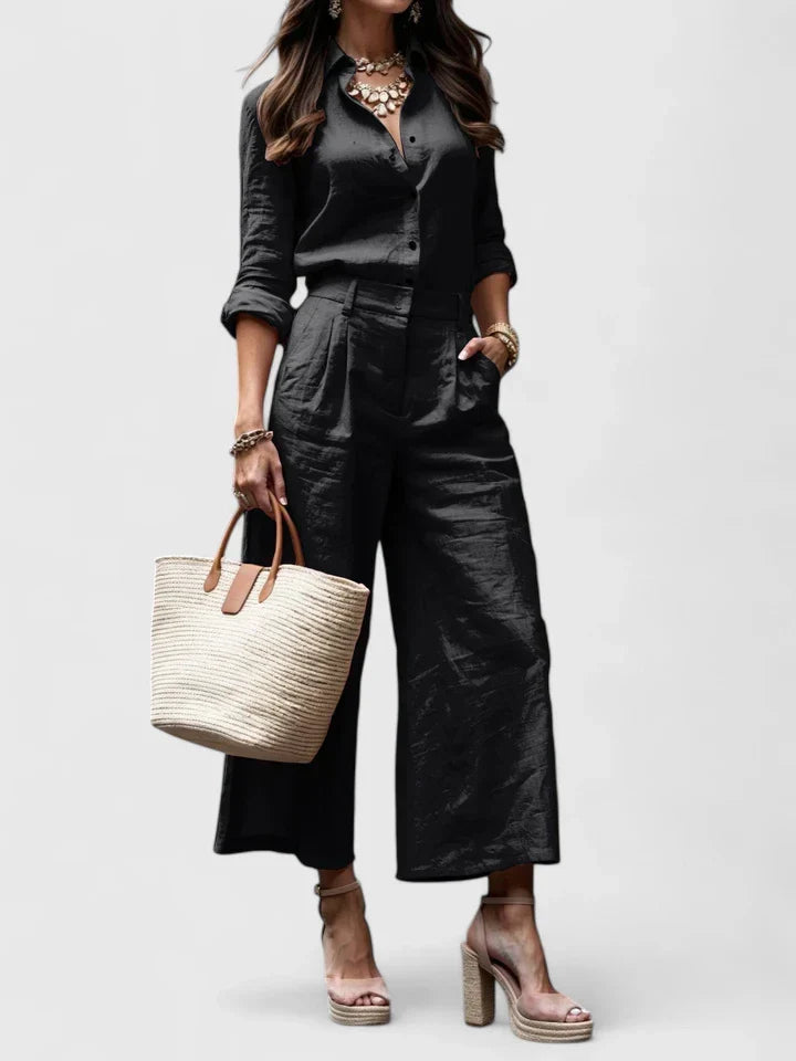Zaryelle | Comfortable Two-Piece Set Black