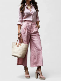 Zaryelle | Comfortable Two-Piece Set Pink