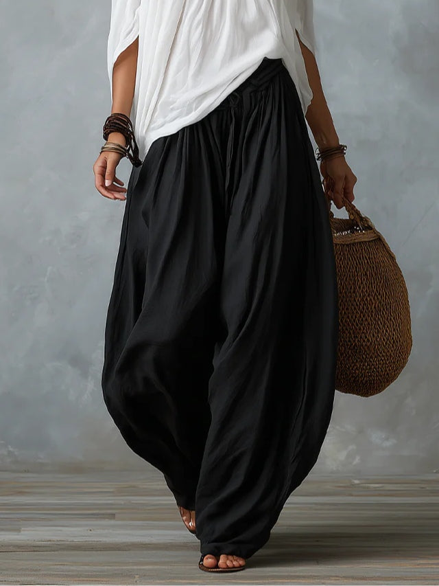 Edith - White Off-the-shoulder Top And Loose-fitting Lantern Pants Set