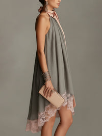 Siobhan - Satin Halter Mini Dress with Lace