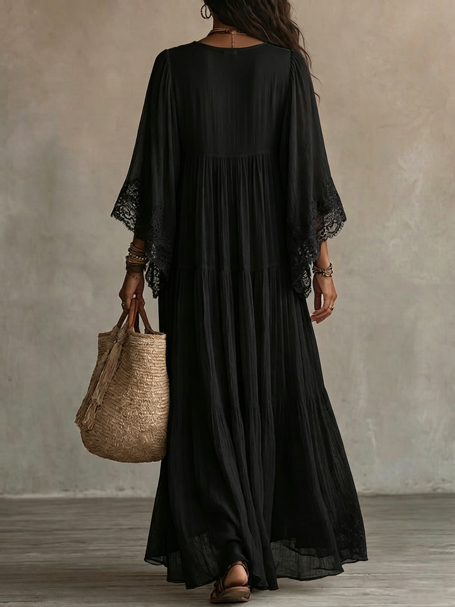 Ariana – Boho Maxi Dress with Batwing Sleeves