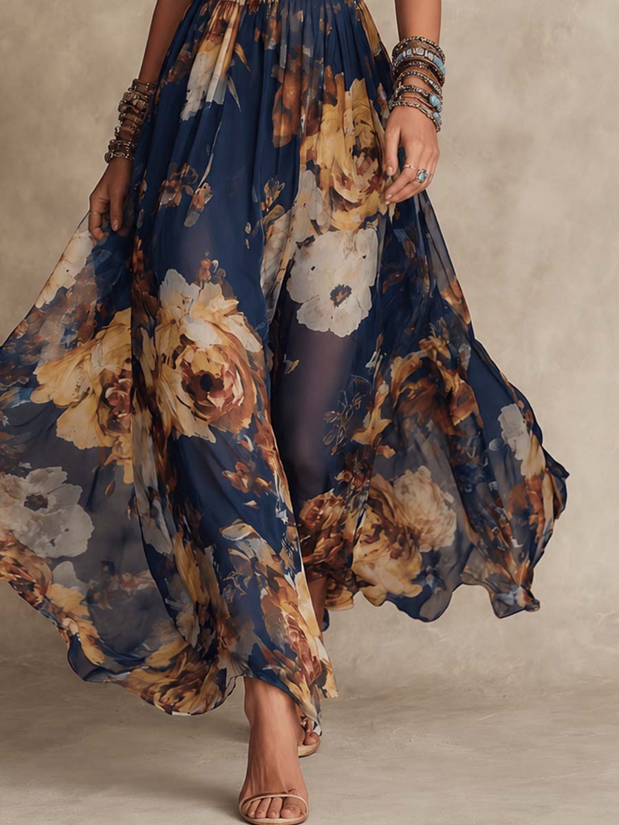 Hollie - Floral Maxi Dress with Straps