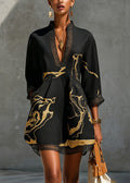 Hollie - Marble Print Mini Dress with Crochet Lace