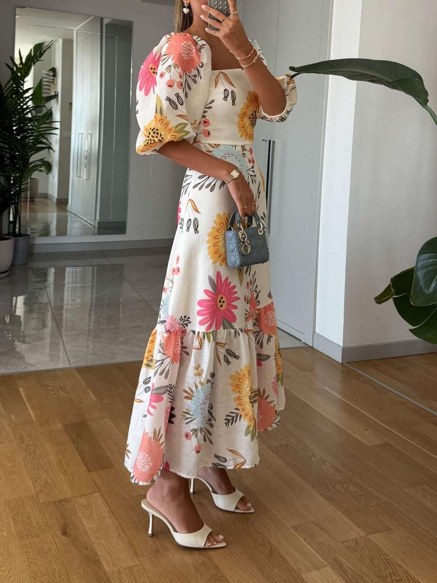 Eveline - Romantic Floral Midi Dress