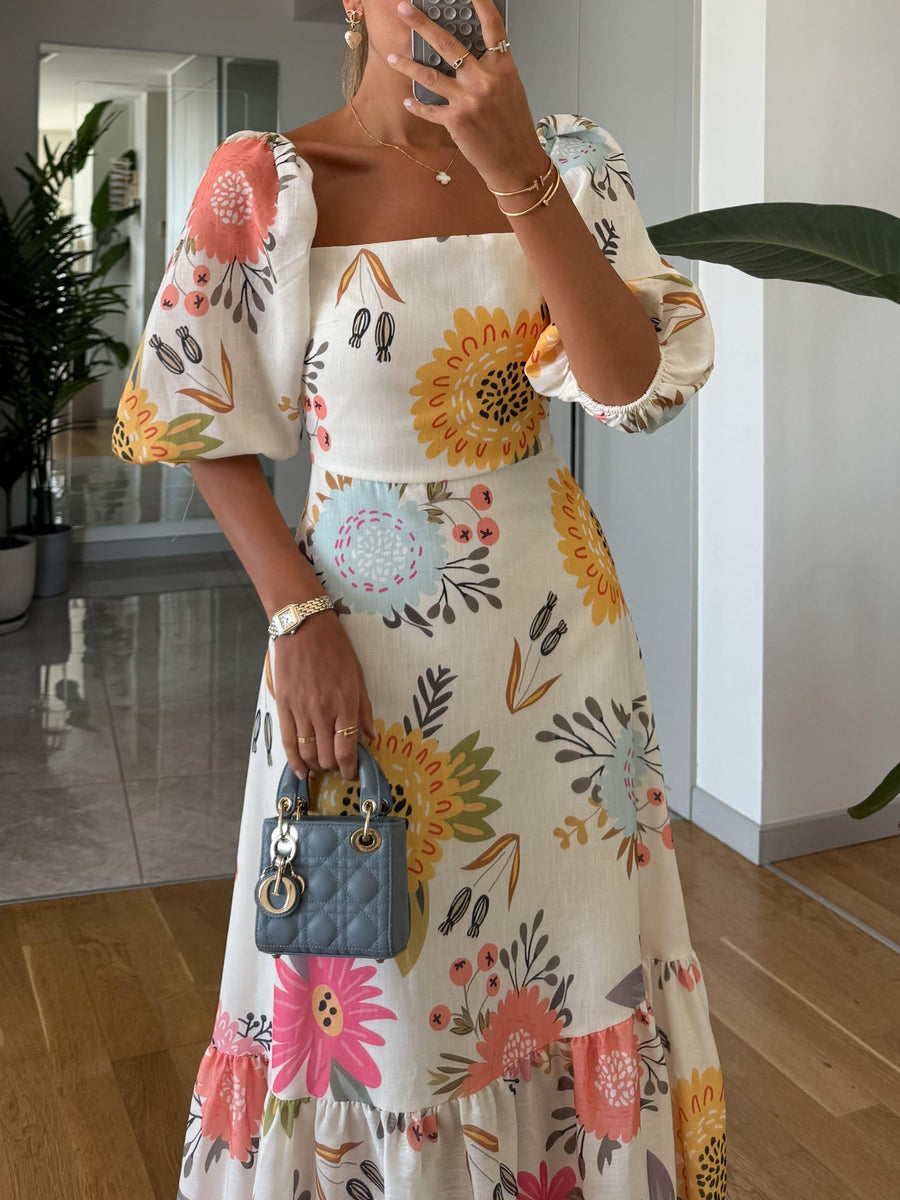 Eveline - Romantic Floral Midi Dress
