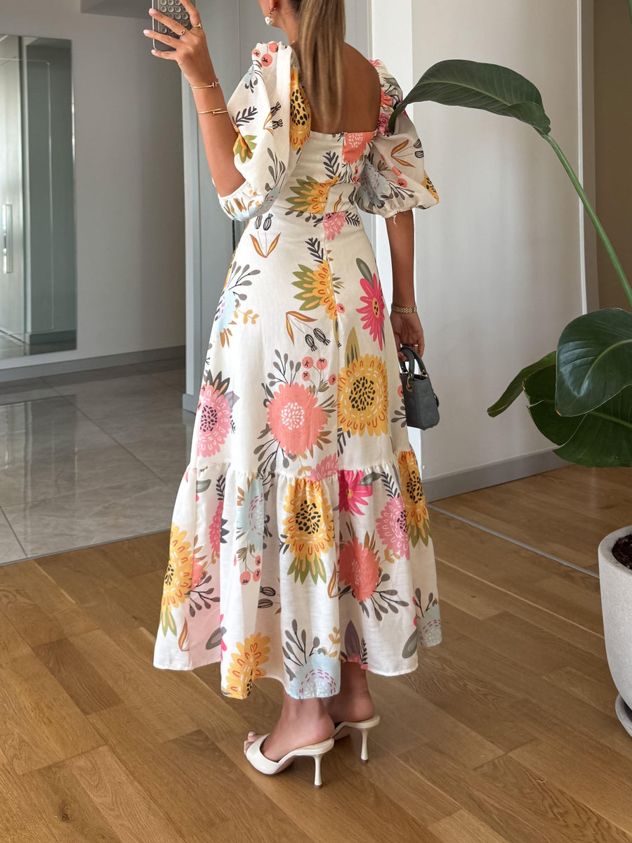 Eveline - Romantic Floral Midi Dress