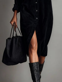 Elowen - Loose Corduroy Midi Dress