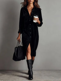 Elowen - Loose Corduroy Midi Dress